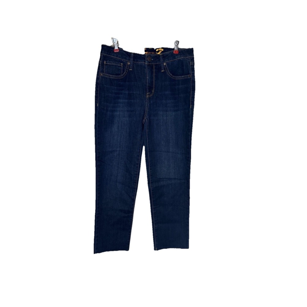 Seven7 Women's Jeans Tower Straight Crop High Waisted Denim Mid Wash Blue 4 NWT